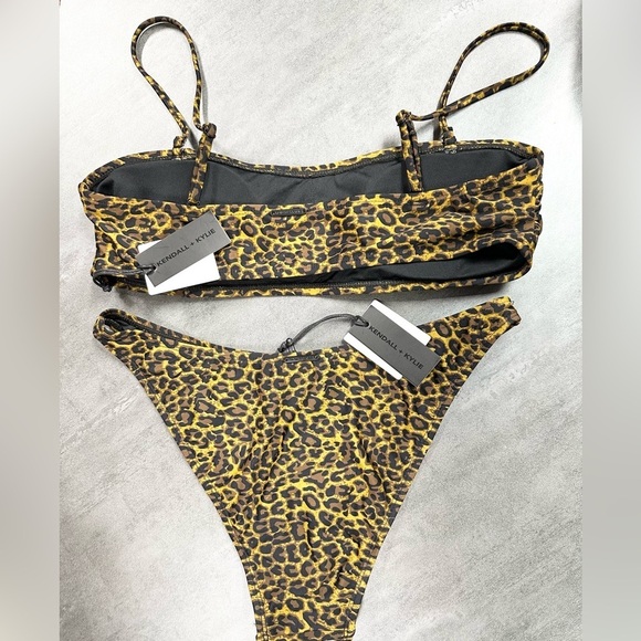 NWT KENDALL & KYLIE Leopard Print Bandeau Hi Waist Two Piece Bikni Swim Wear - Picture 5 of 7
